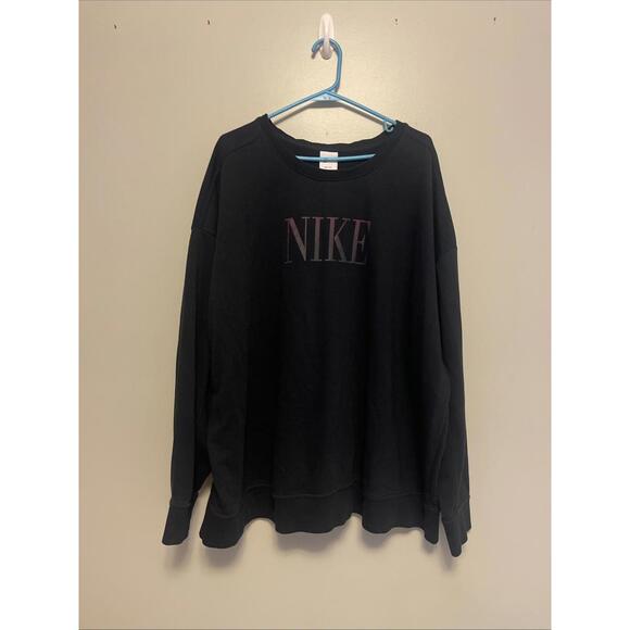 Nike Dri-Fit Sweatshirt Womems 3X Crew Neck Dark Gray/Black Graphic Print. - Picture 1 of 4